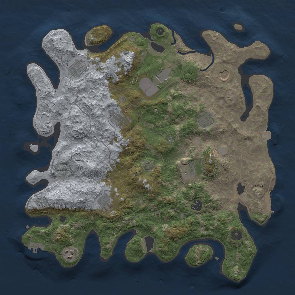 Rust Map: Procedural Map, Size: 4000, Seed: 54895217, 18 Monuments