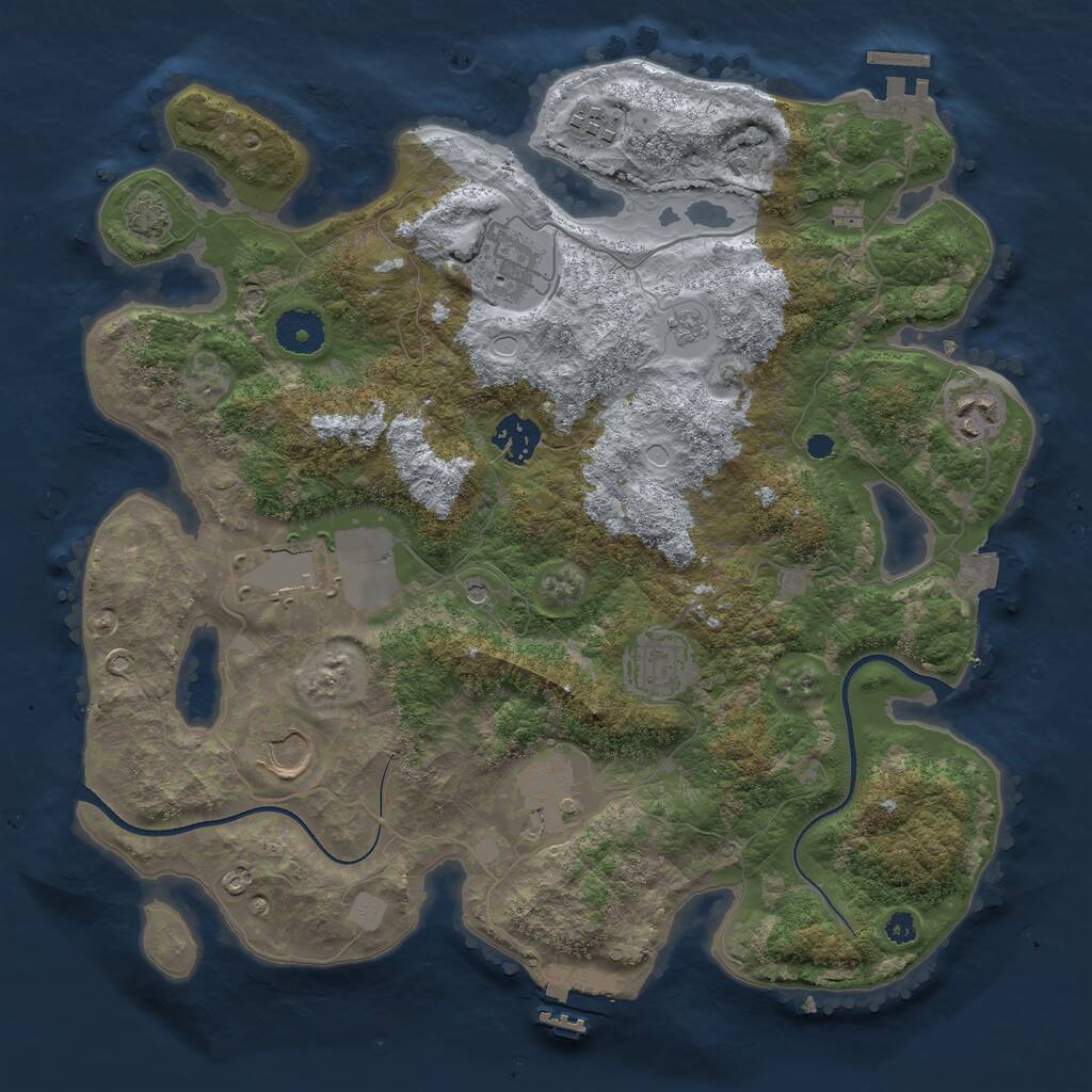 Rust Map: Procedural Map, Size: 3500, Seed: 366033445, 14 Monuments