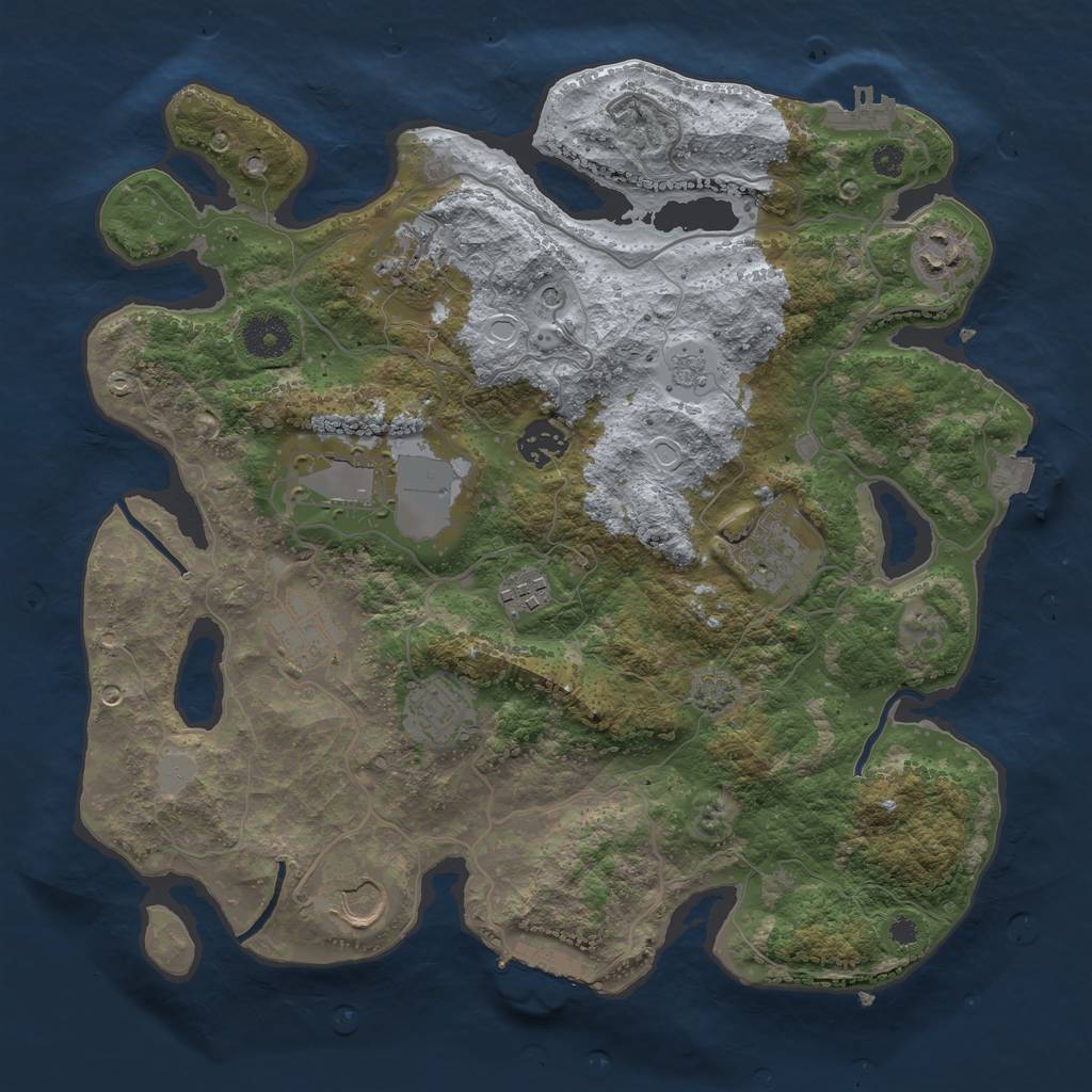 Rust Map: Procedural Map, Size: 3500, Seed: 366033445, 17 Monuments