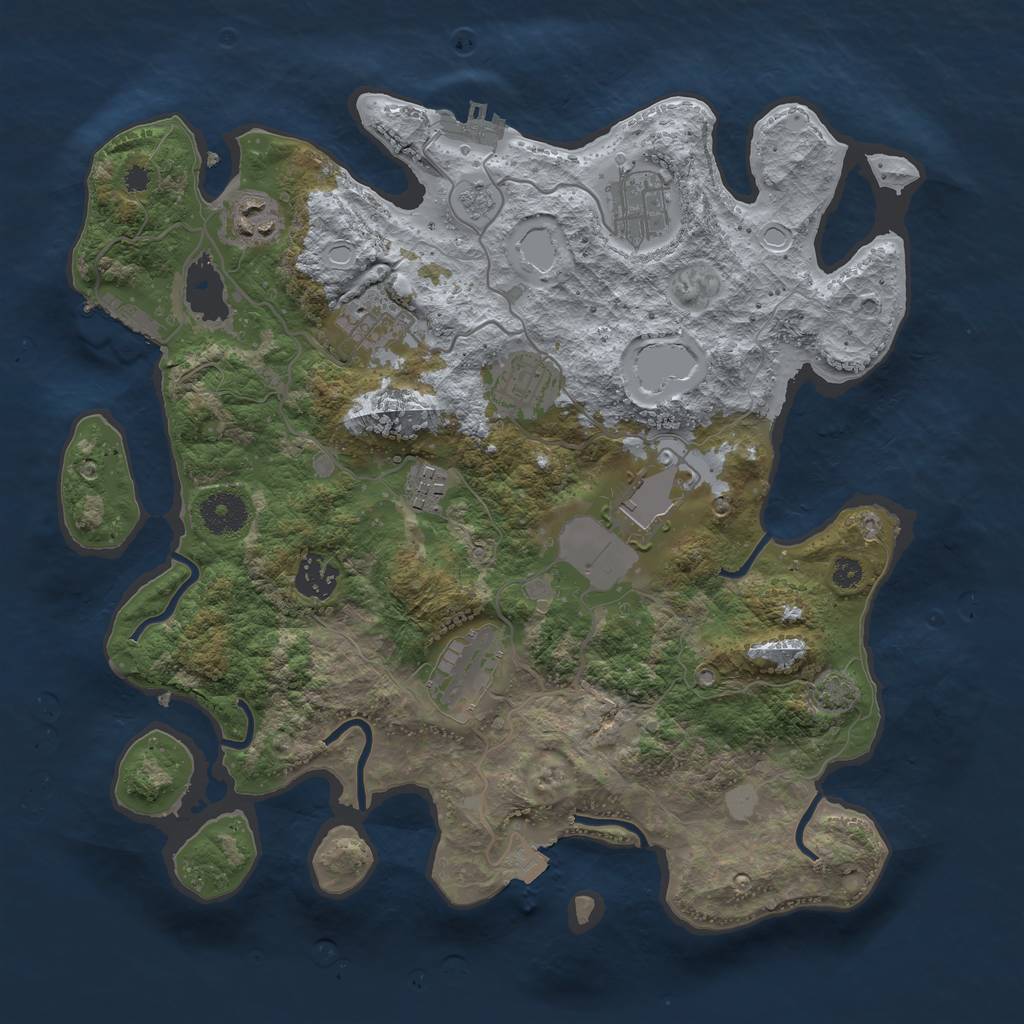 Rust Map: Procedural Map, Size: 3500, Seed: 88851050, 15 Monuments