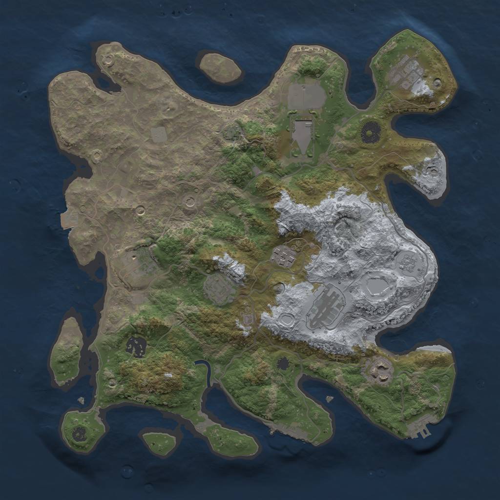 Rust Map: Procedural Map, Size: 3500, Seed: 869344499, 16 Monuments