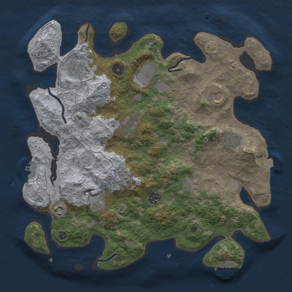 Rust Map: Procedural Map, Size: 3750, Seed: 3950, 18 Monuments