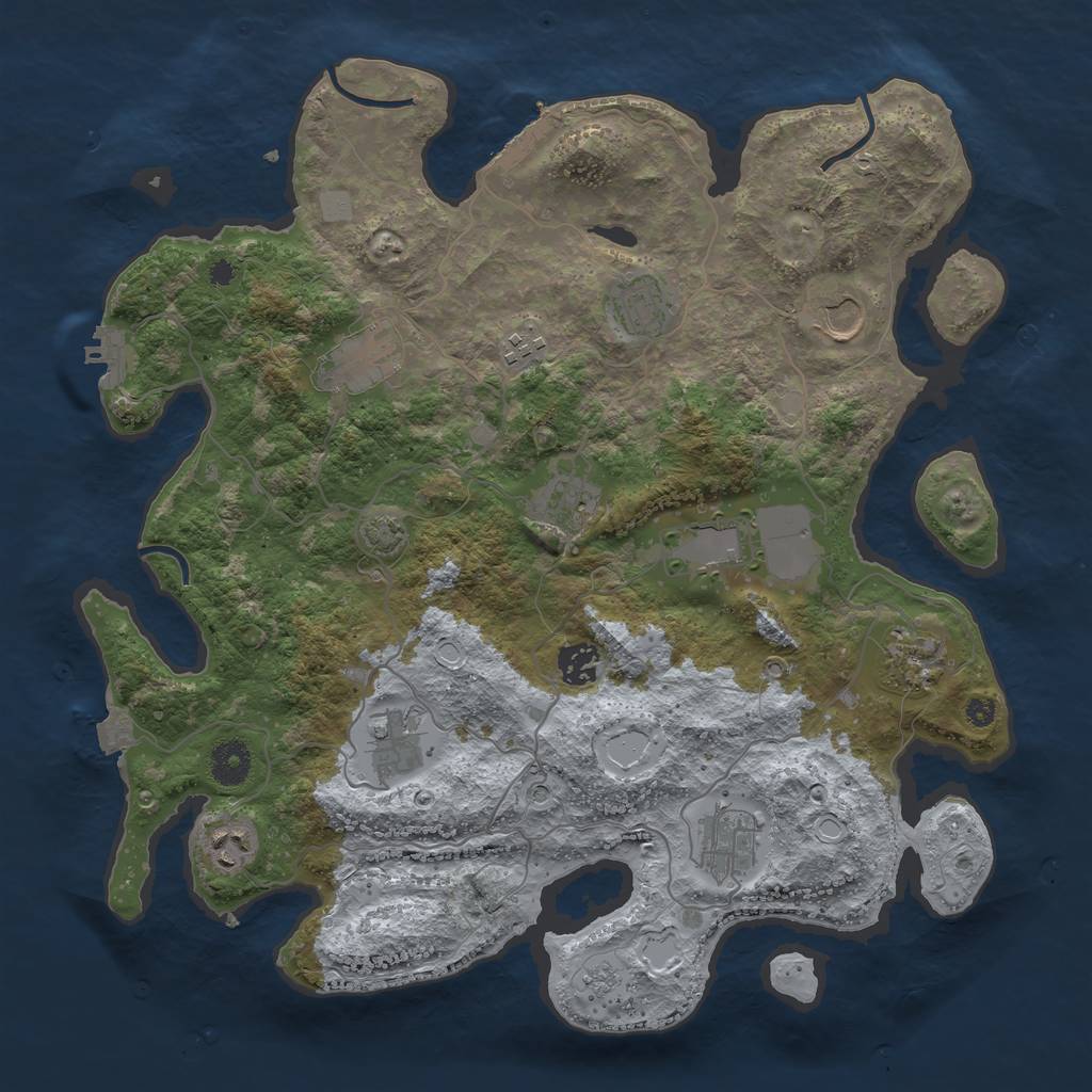 Rust Map: Procedural Map, Size: 3800, Seed: 79996152, 19 Monuments