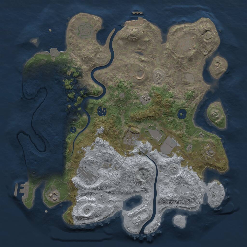 Rust Map: Procedural Map, Size: 3800, Seed: 79996152, 16 Monuments