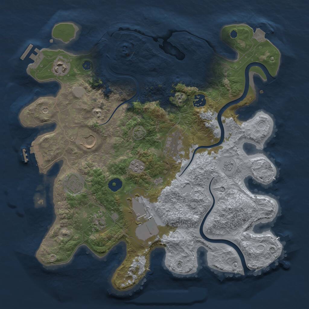 Rust Map: Procedural Map, Size: 3500, Seed: 964497301, 14 Monuments