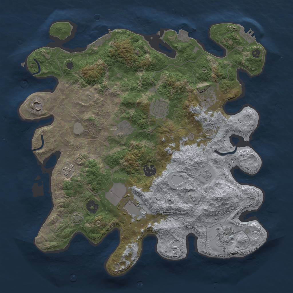 Rust Map: Procedural Map, Size: 3500, Seed: 964497301, 16 Monuments