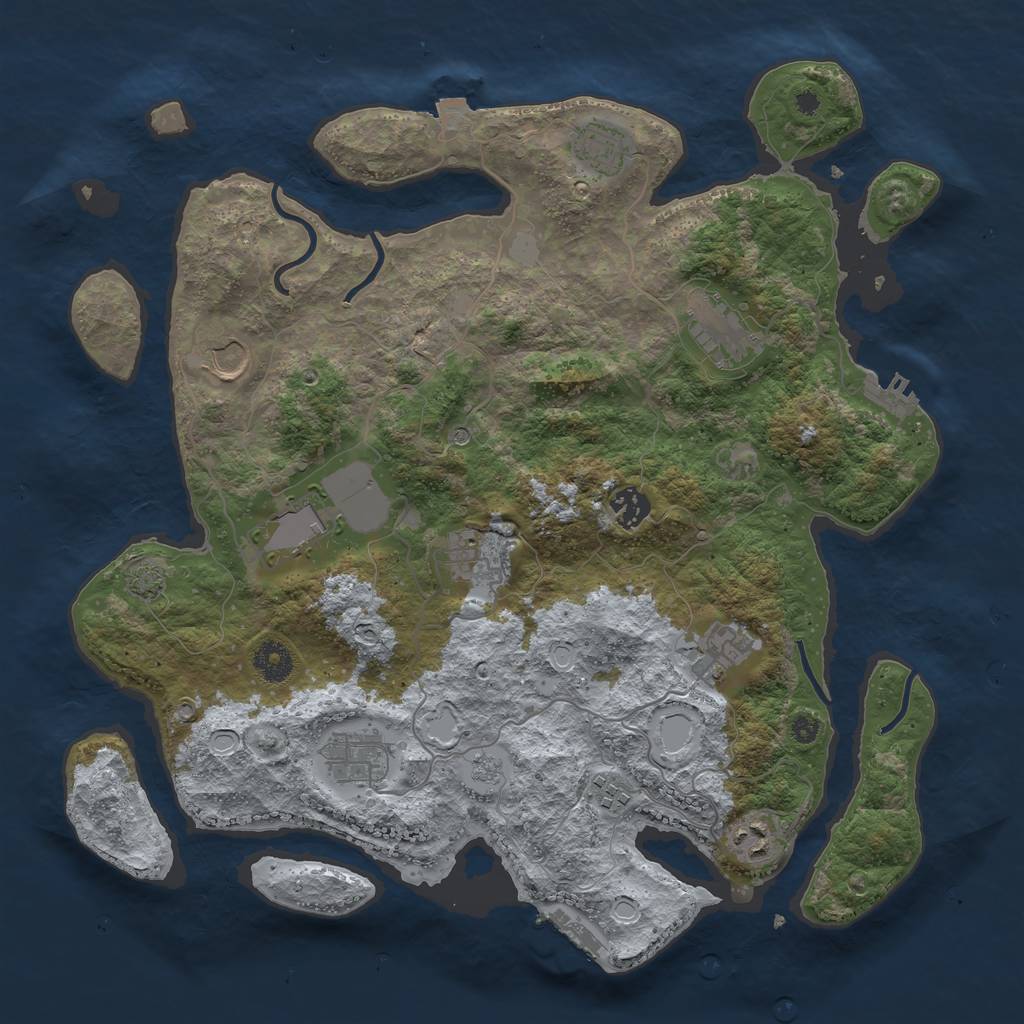 Rust Map: Procedural Map, Size: 3850, Seed: 3700, 18 Monuments