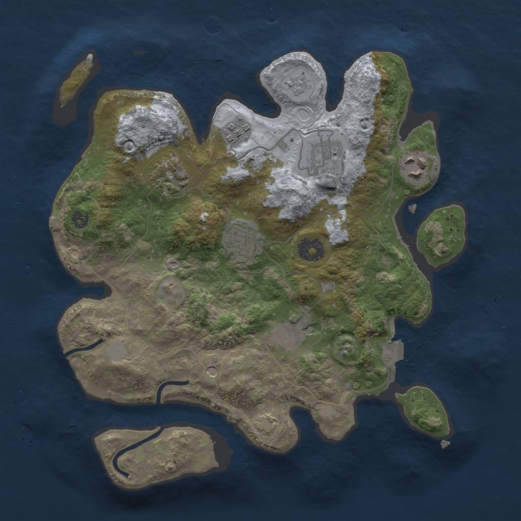 Rust Map: Procedural Map, Size: 3000, Seed: 21413, 12 Monuments