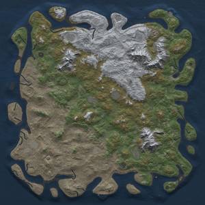 Thumbnail Rust Map: Procedural Map, Size: 6000, Seed: 383036101, 18 Monuments