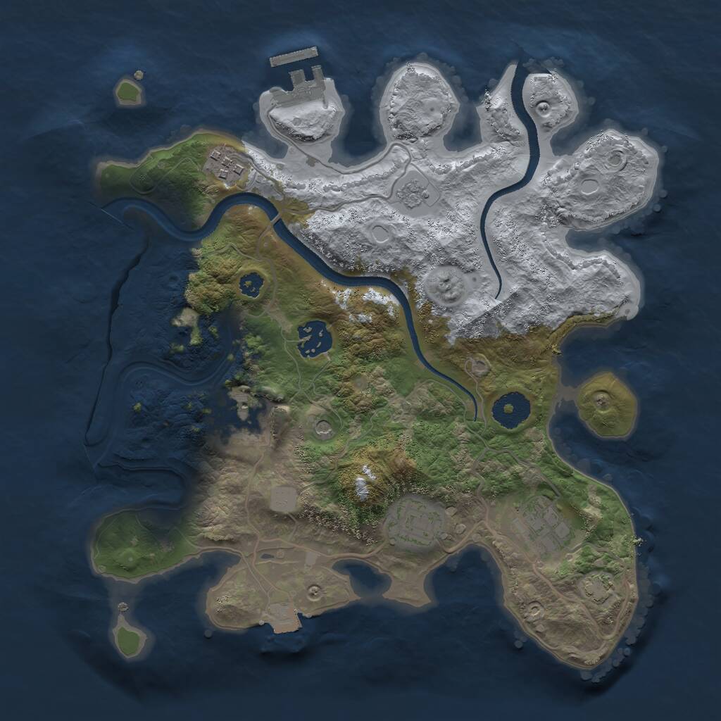 Rust Map: Procedural Map, Size: 3000, Seed: 66512, 10 Monuments