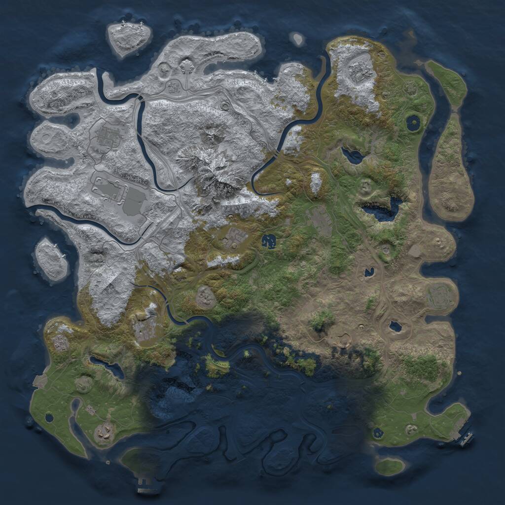 Rust Map: Procedural Map, Size: 5000, Seed: 1228581133, 17 Monuments