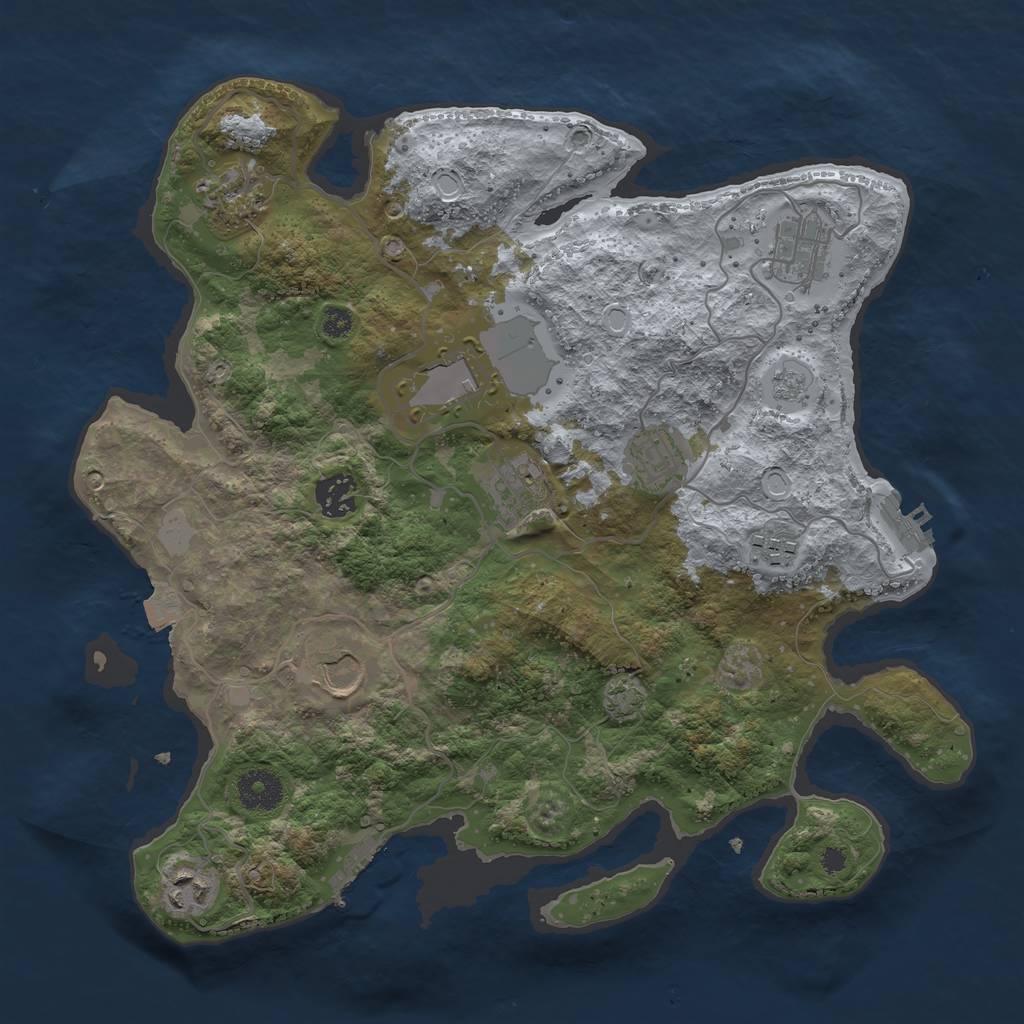 Rust Map: Procedural Map, Size: 3500, Seed: 953881112, 16 Monuments