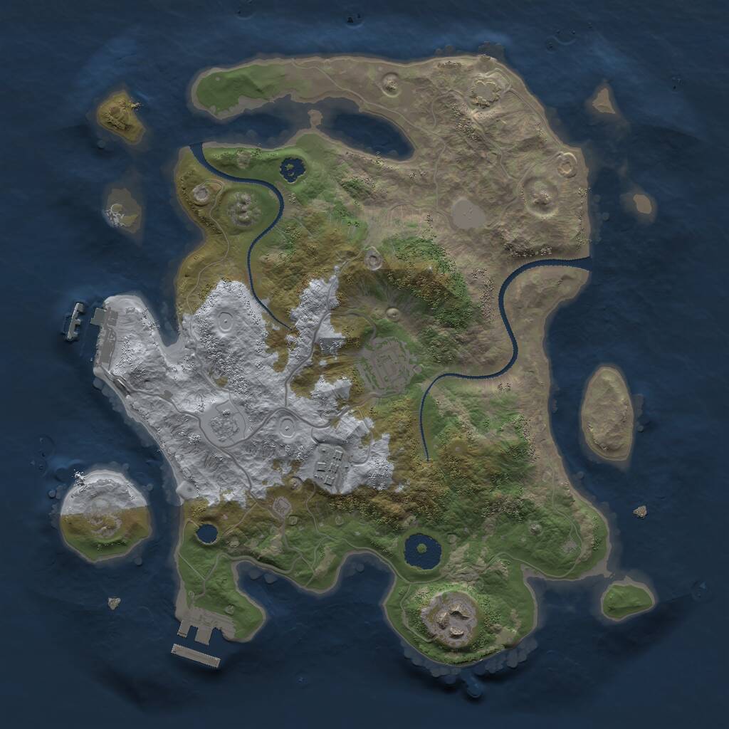 Rust Map: Procedural Map, Size: 3000, Seed: 14604, 8 Monuments