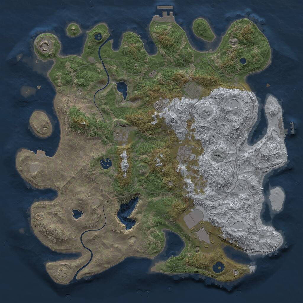 Rust Map: Procedural Map, Size: 4000, Seed: 324234168, 13 Monuments