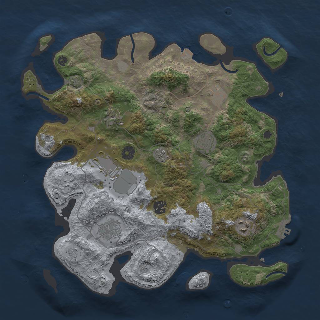 Rust Map: Procedural Map, Size: 3500, Seed: 24970445, 15 Monuments
