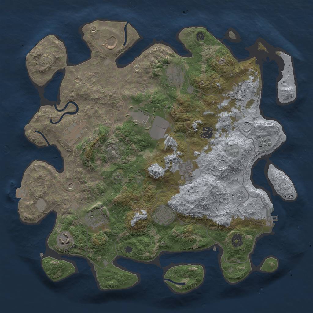 Rust Map: Procedural Map, Size: 3700, Seed: 86525841, 18 Monuments