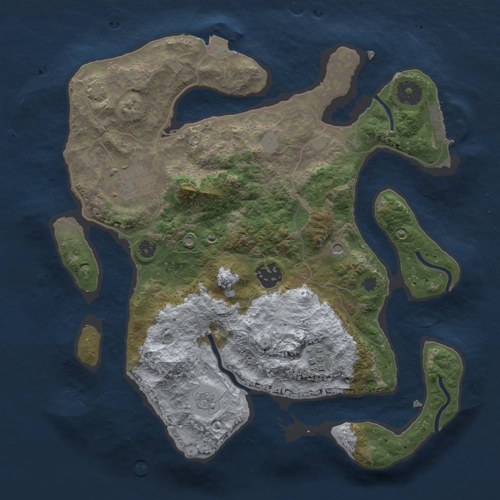 Rust Map: Procedural Map, Size: 3000, Seed: 11279, 10 Monuments