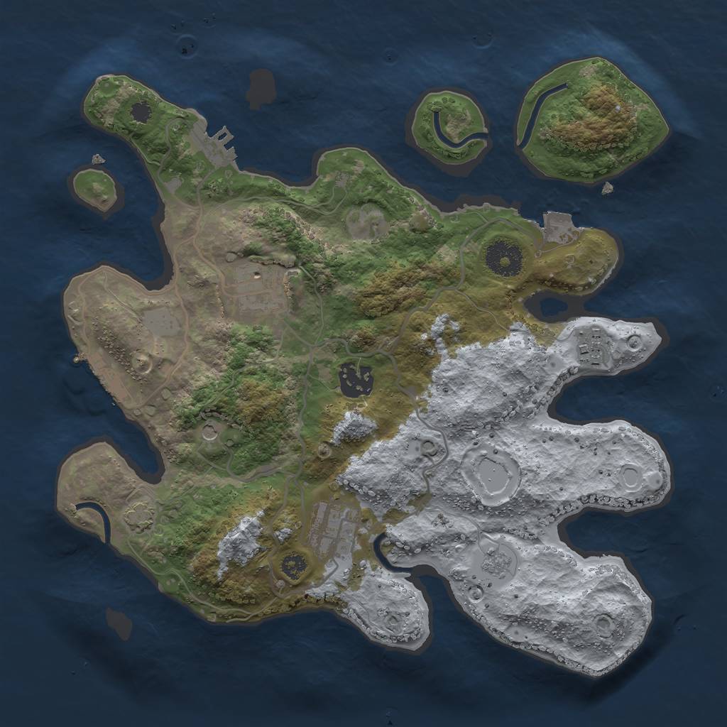 Rust Map: Procedural Map, Size: 3000, Seed: 20460, 12 Monuments