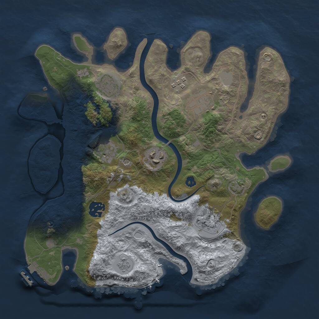 Rust Map: Procedural Map, Size: 3000, Seed: 2136, 12 Monuments