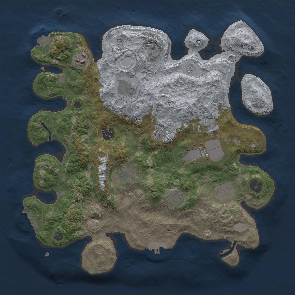 Rust Map: Procedural Map, Size: 3500, Seed: 453876144, 16 Monuments
