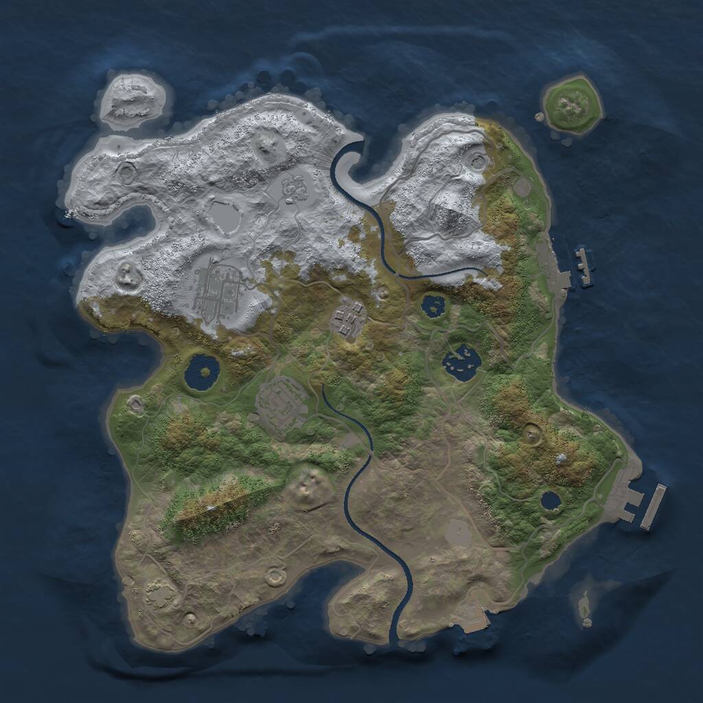 Rust Map: Procedural Map, Size: 3000, Seed: 67945, 10 Monuments