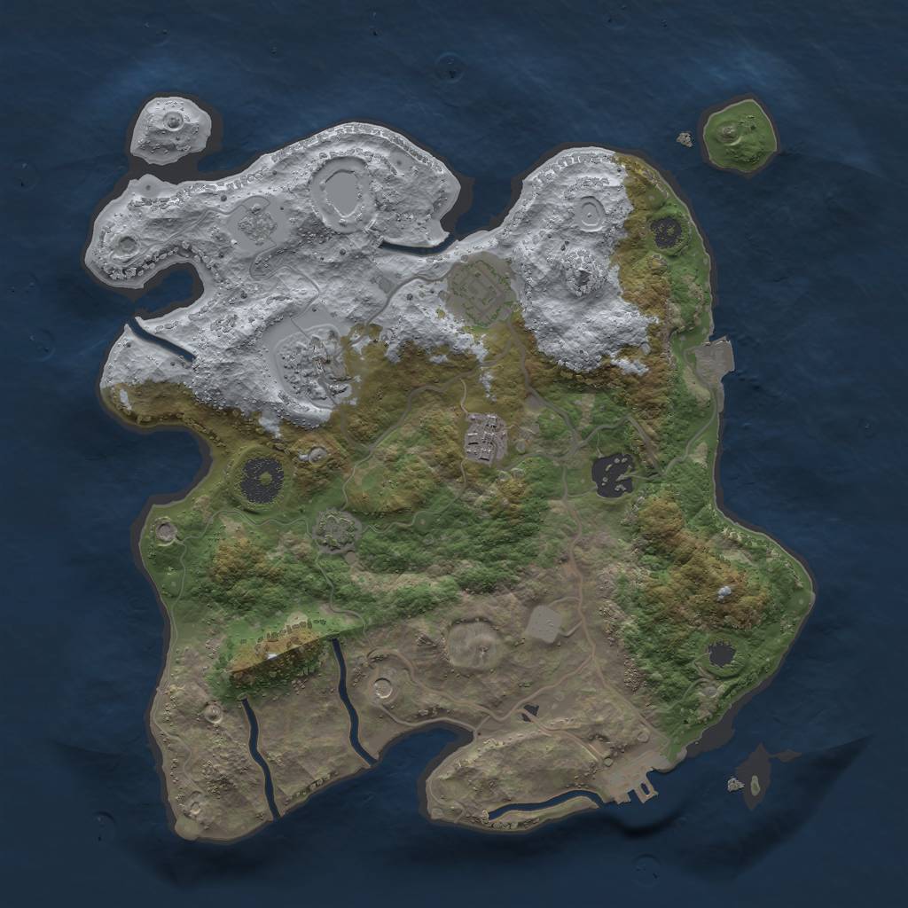 Rust Map: Procedural Map, Size: 3000, Seed: 67945, 11 Monuments