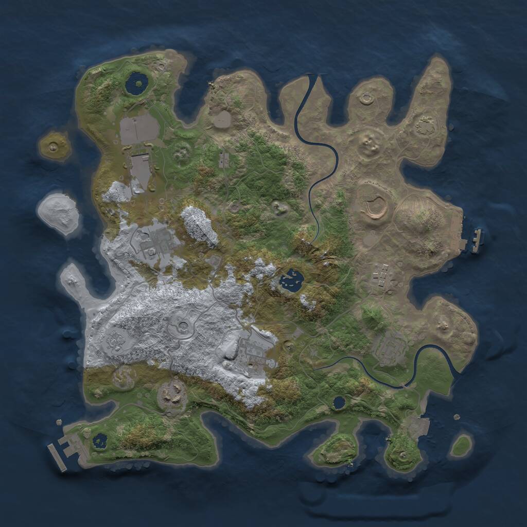 Rust Map: Procedural Map, Size: 3500, Seed: 87756, 14 Monuments