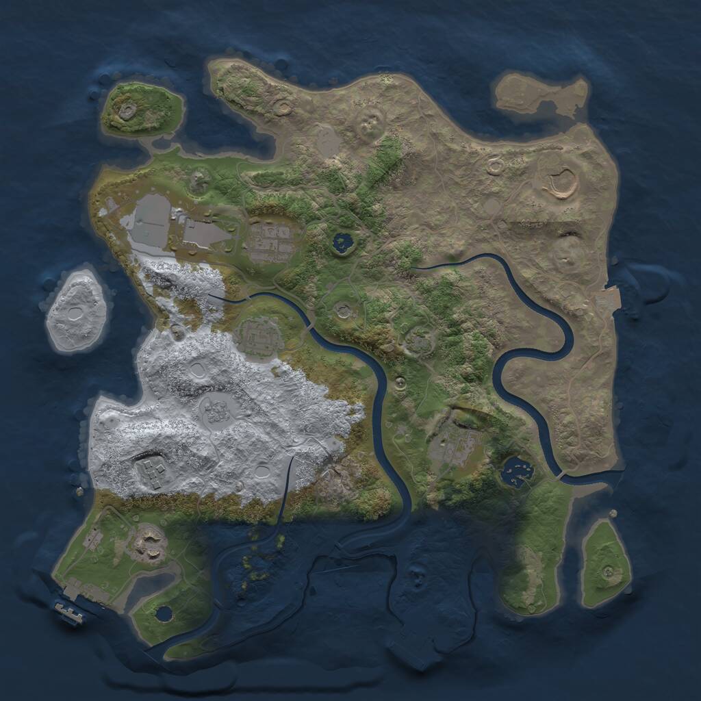 Rust Map: Procedural Map, Size: 3500, Seed: 165664365, 14 Monuments