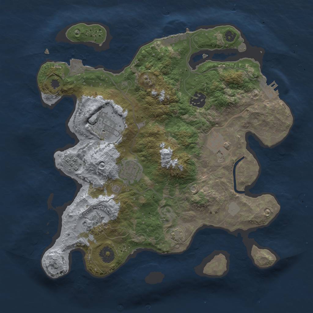 Rust Map: Procedural Map, Size: 3000, Seed: 21664, 12 Monuments