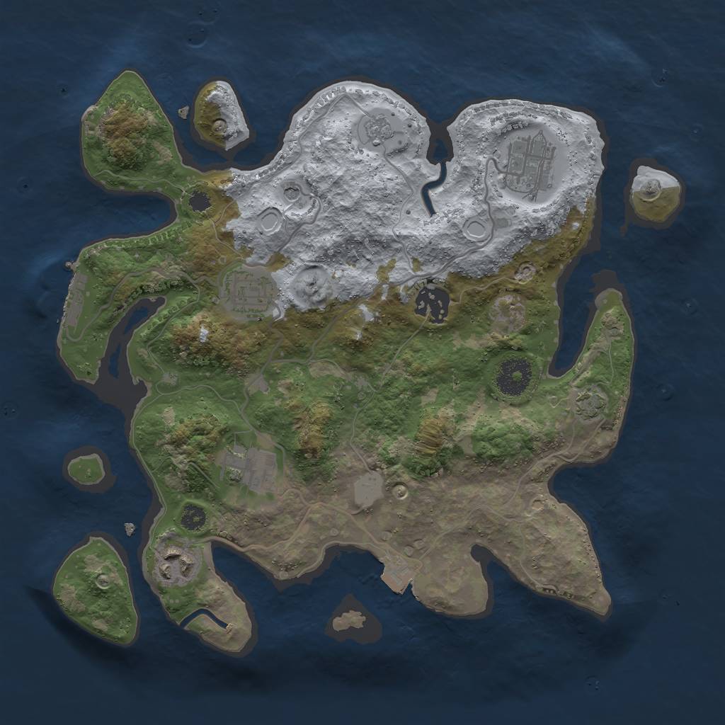 Rust Map: Procedural Map, Size: 3000, Seed: 23320, 12 Monuments