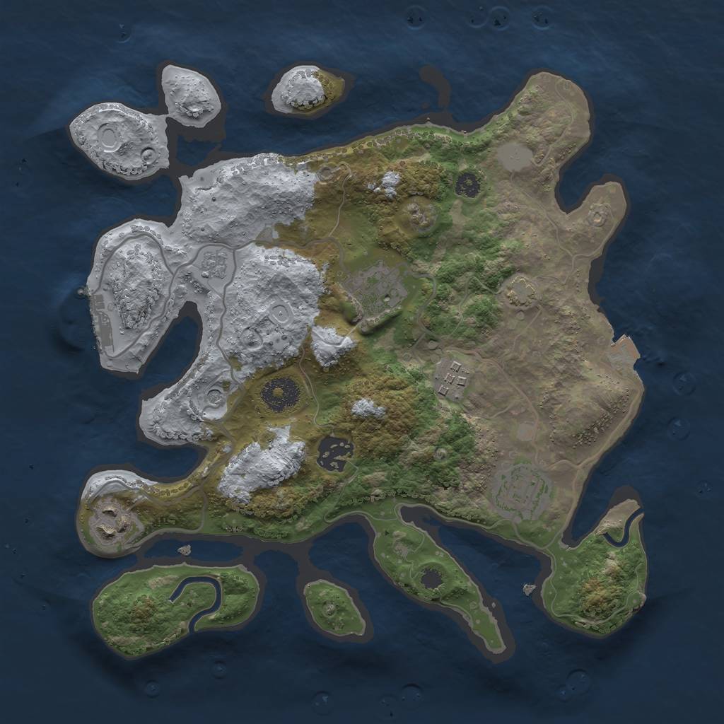 Rust Map: Procedural Map, Size: 3000, Seed: 133456, 12 Monuments