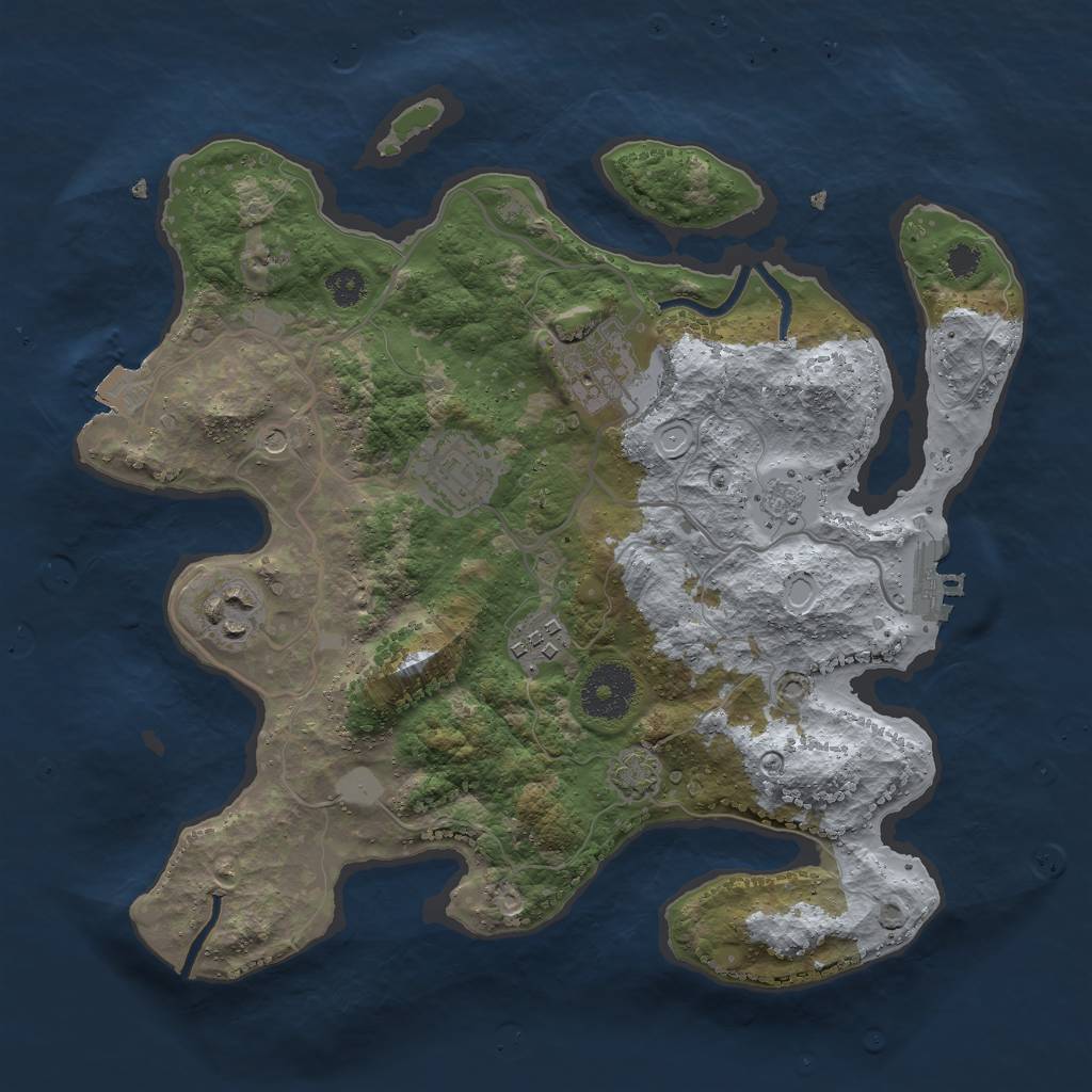 Rust Map: Procedural Map, Size: 3000, Seed: 4638194, 11 Monuments