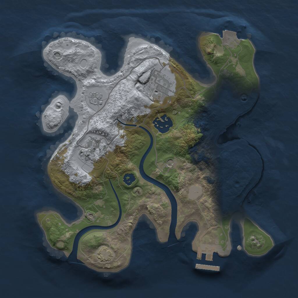 Rust Map: Procedural Map, Size: 2500, Seed: 1488072910, 8 Monuments