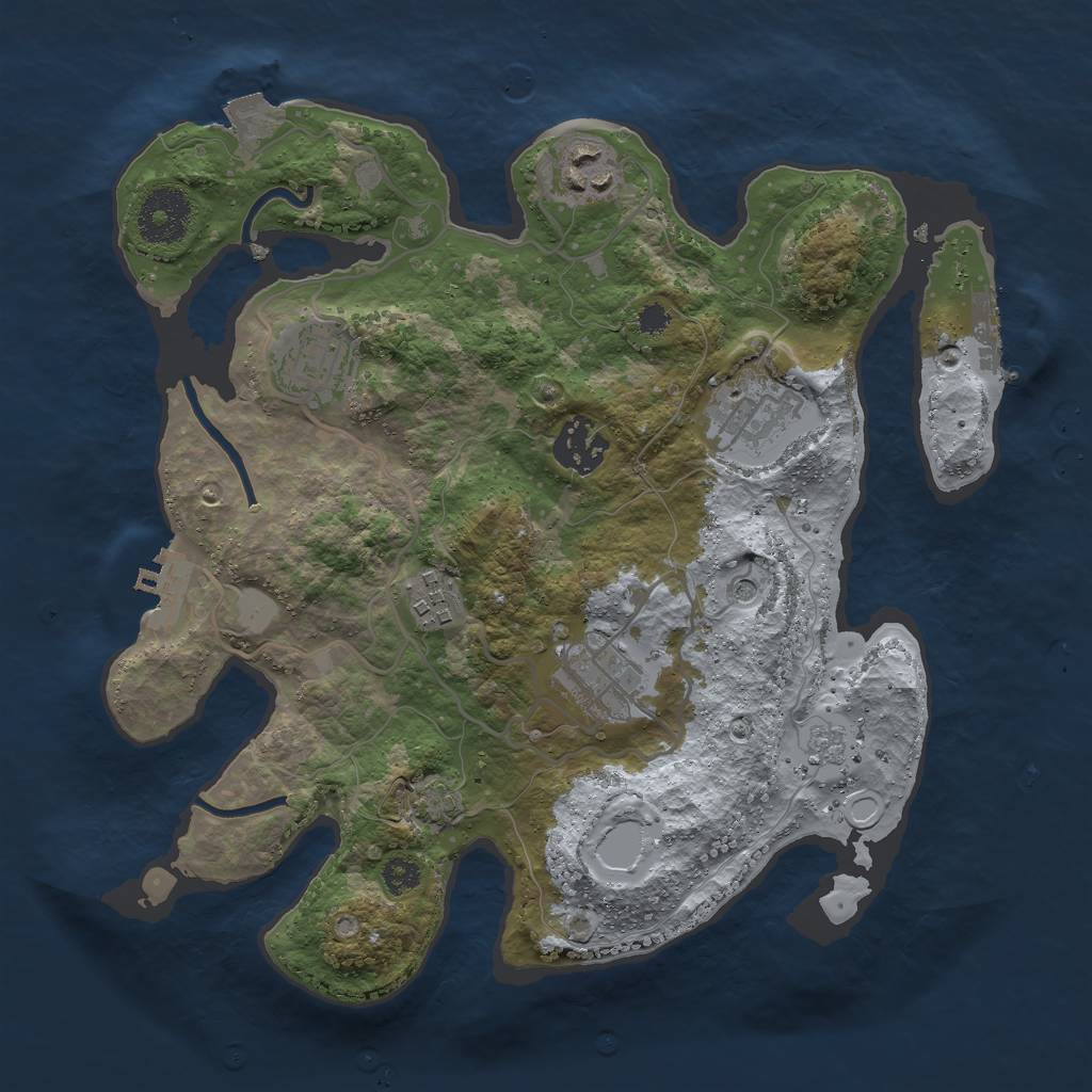 Rust Map: Procedural Map, Size: 3000, Seed: 2967, 14 Monuments
