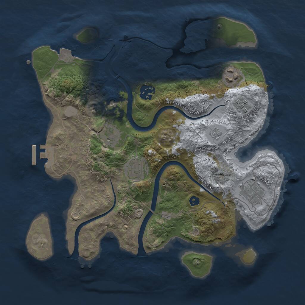 Rust Map: Procedural Map, Size: 3000, Seed: 23502, 10 Monuments