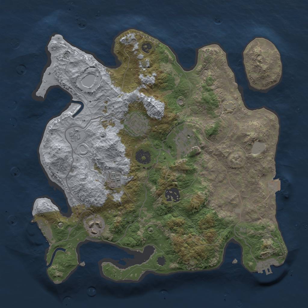 Rust Map: Procedural Map, Size: 3000, Seed: 615748, 12 Monuments