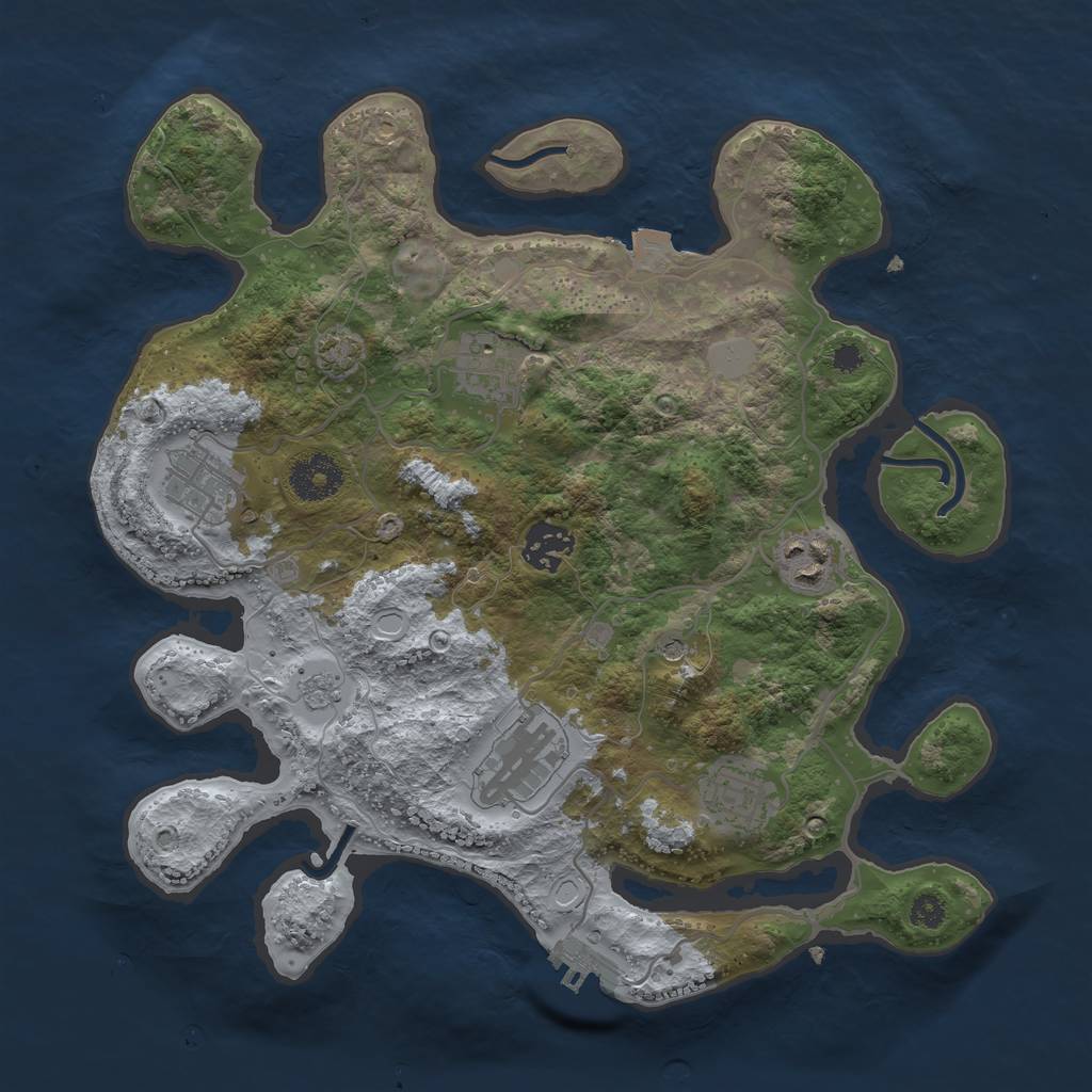 Rust Map: Procedural Map, Size: 3250, Seed: 524863179, 13 Monuments