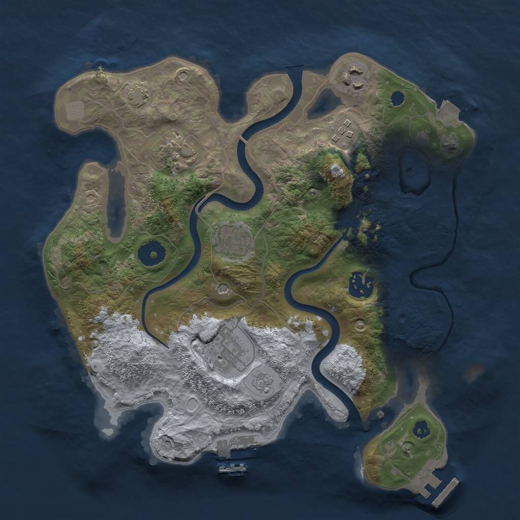 Rust Map: Procedural Map, Size: 3000, Seed: 66962, 12 Monuments