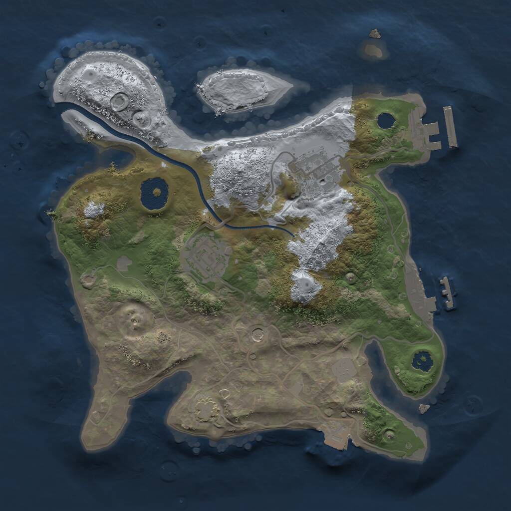 Rust Map: Procedural Map, Size: 2500, Seed: 81162176, 7 Monuments