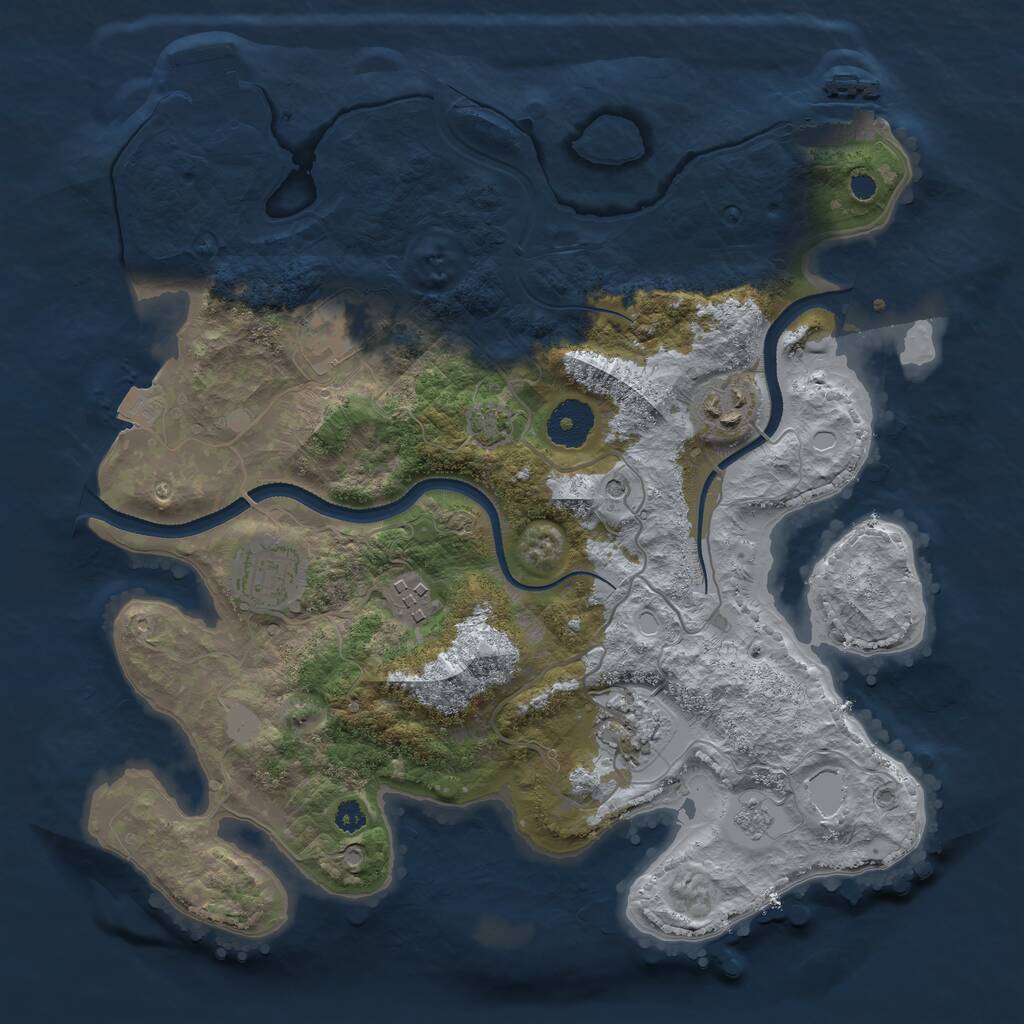 Rust Map: Procedural Map, Size: 3300, Seed: 1384076244, 11 Monuments