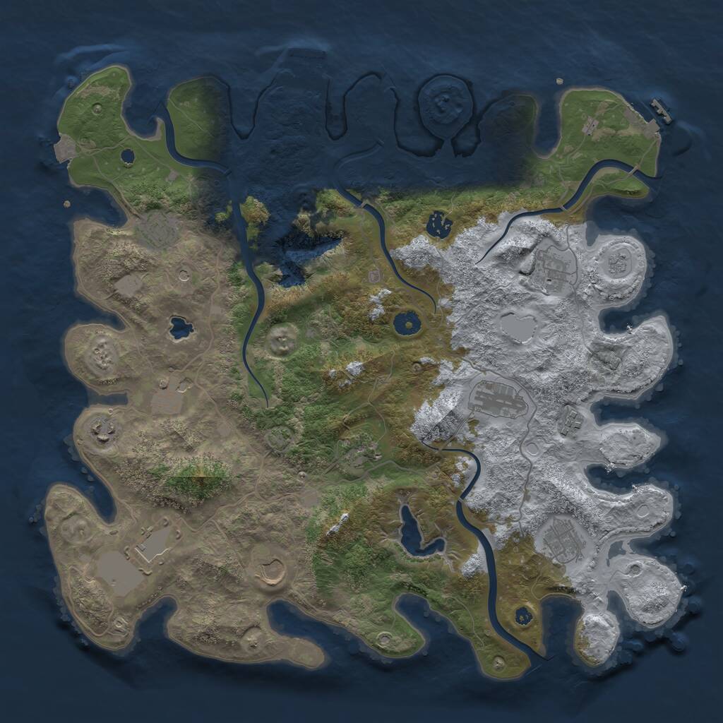 Rust Map: Procedural Map, Size: 4200, Seed: 500621, 17 Monuments
