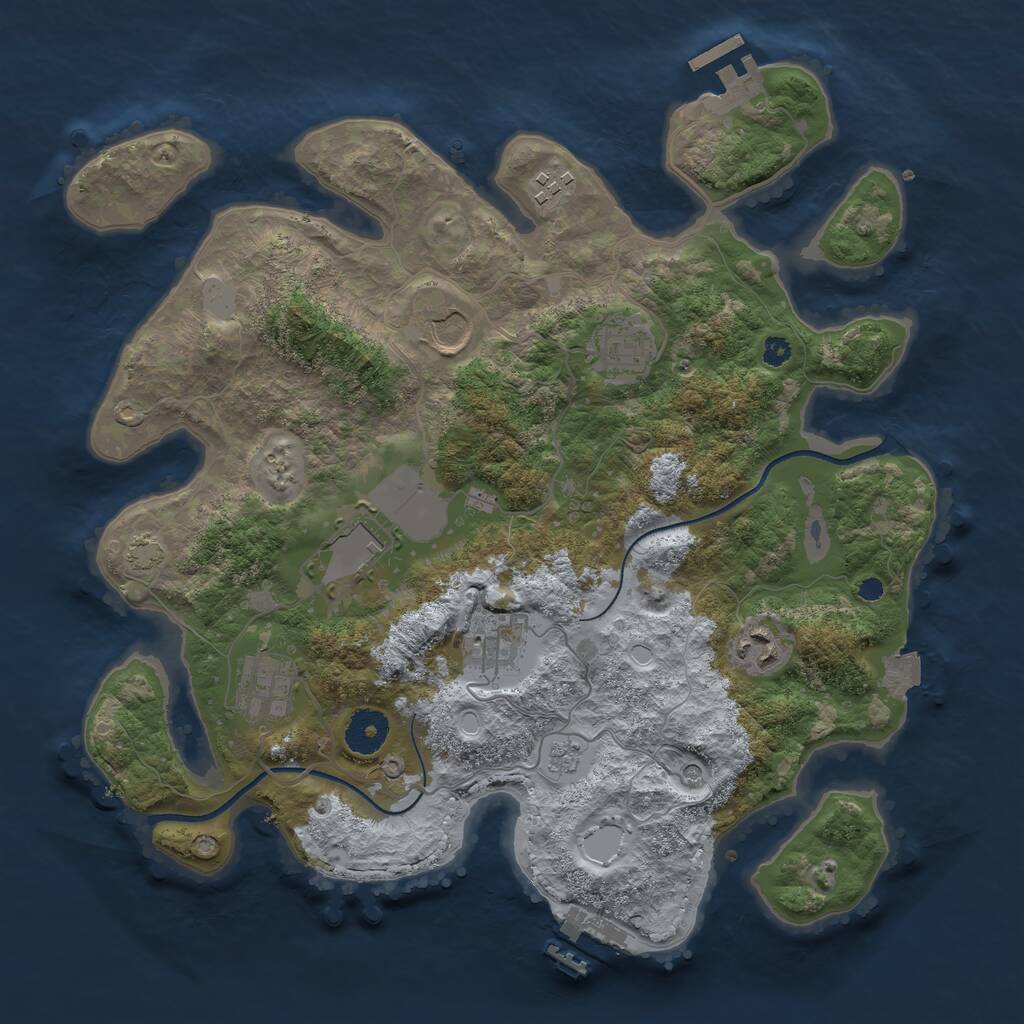 Rust Map: Procedural Map, Size: 3500, Seed: 506053775, 13 Monuments