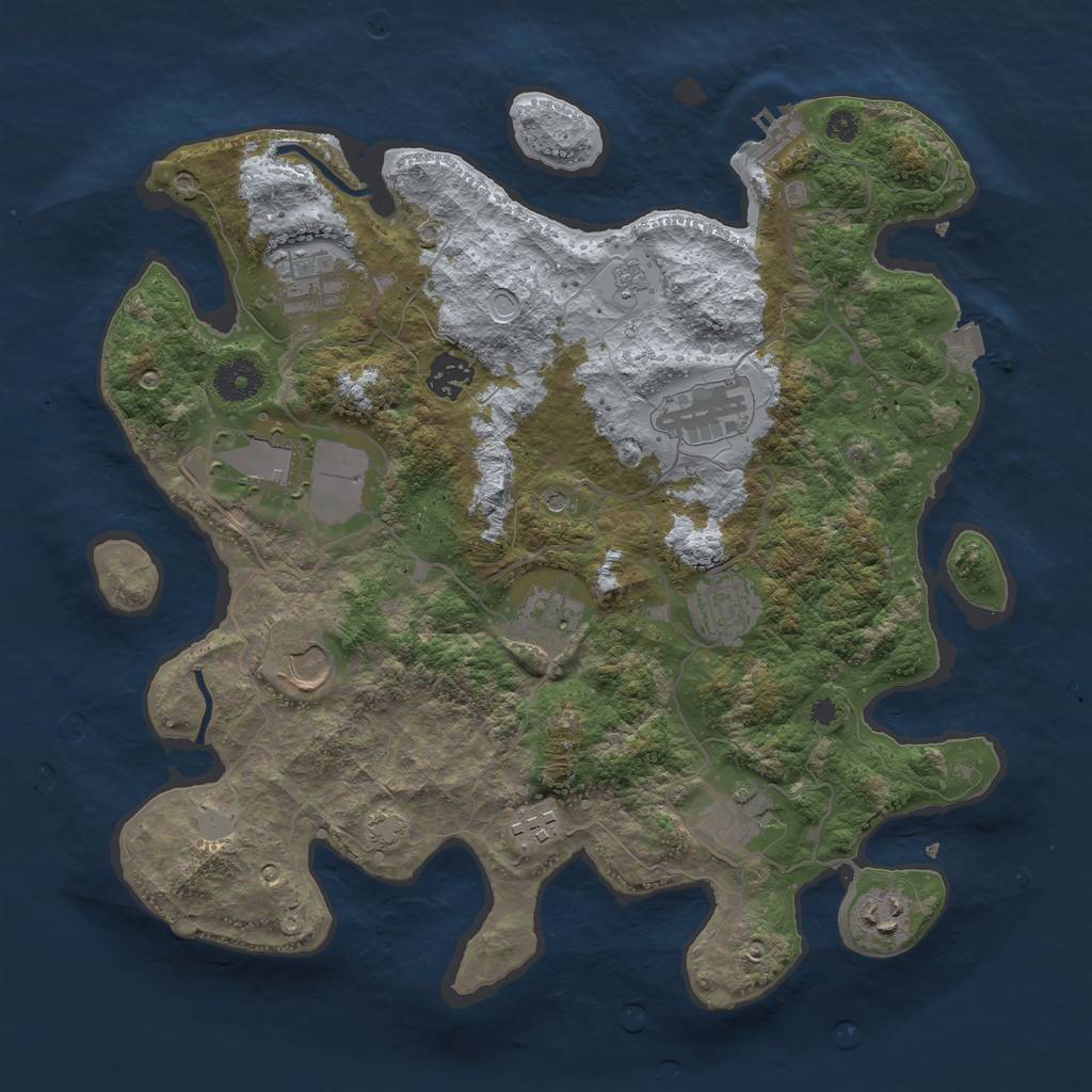 Rust Map: Procedural Map, Size: 3600, Seed: 913788151, 17 Monuments