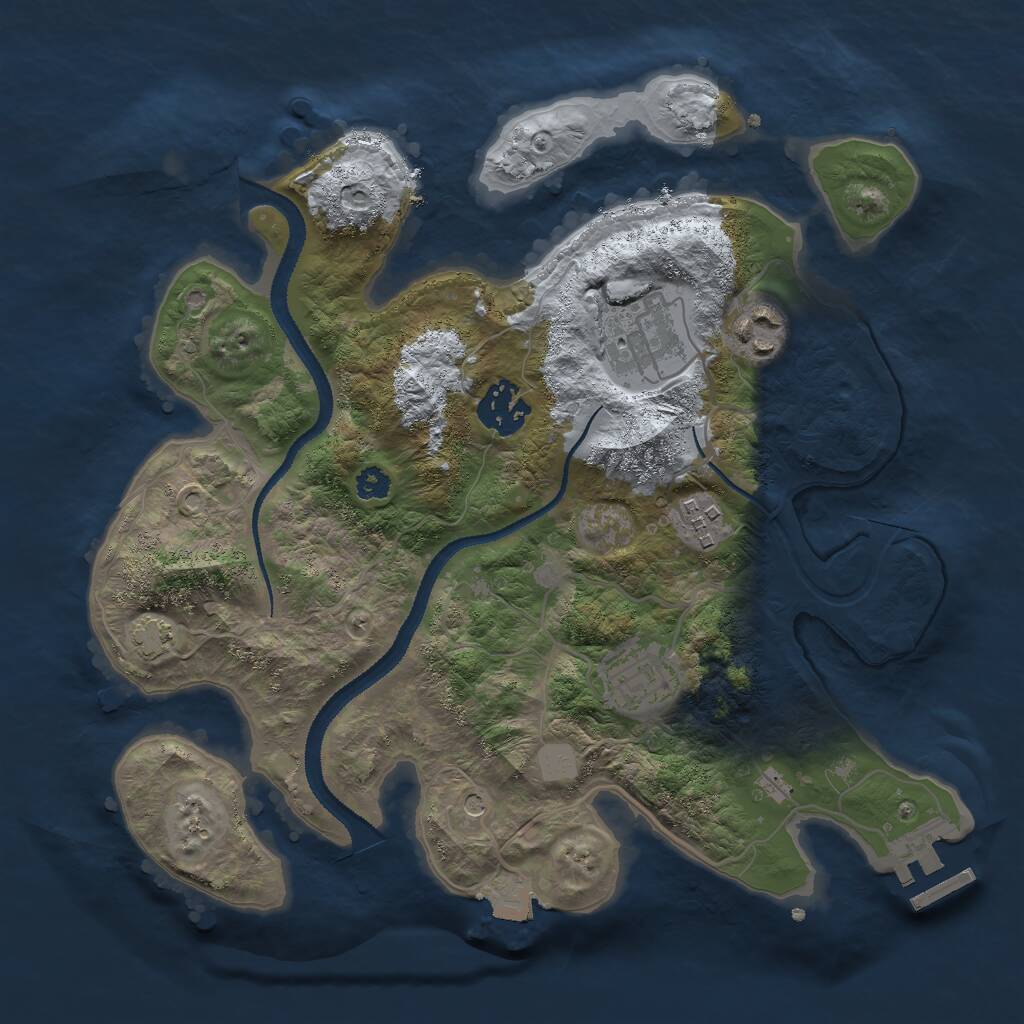 Rust Map: Procedural Map, Size: 3000, Seed: 1816017279, 9 Monuments