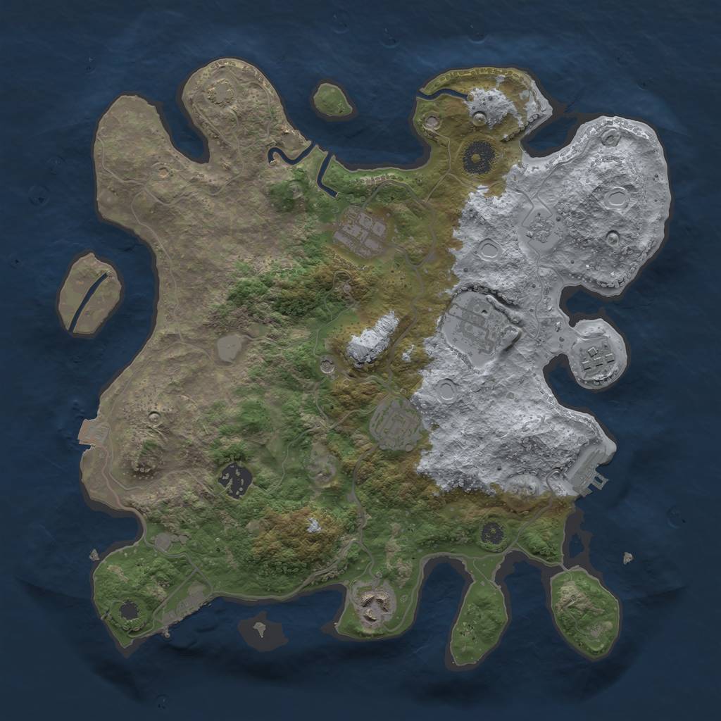Rust Map: Procedural Map, Size: 3300, Seed: 16131448, 14 Monuments
