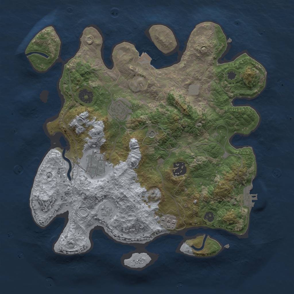 Rust Map: Procedural Map, Size: 3000, Seed: 24214, 10 Monuments