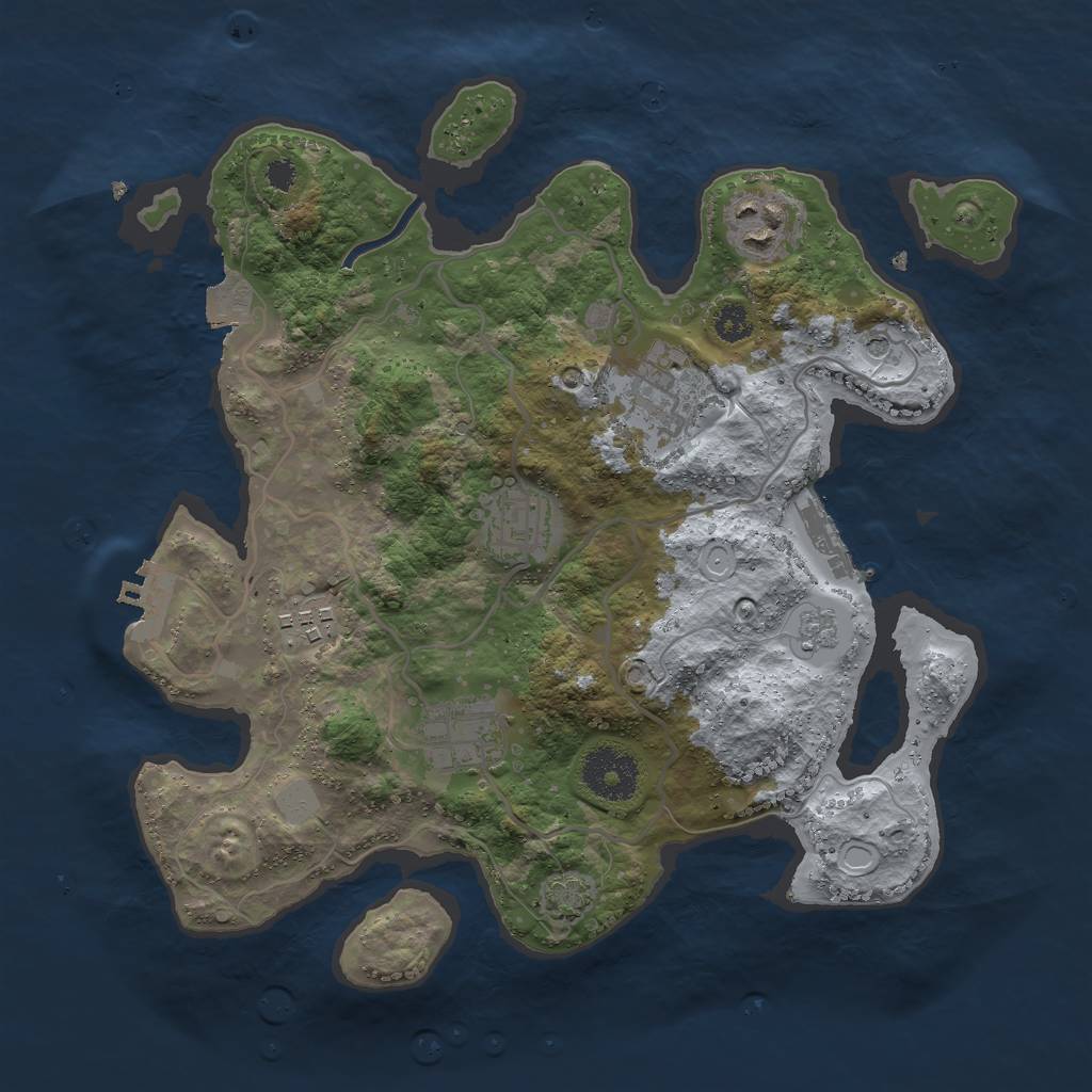 Rust Map: Procedural Map, Size: 3000, Seed: 730028559, 13 Monuments