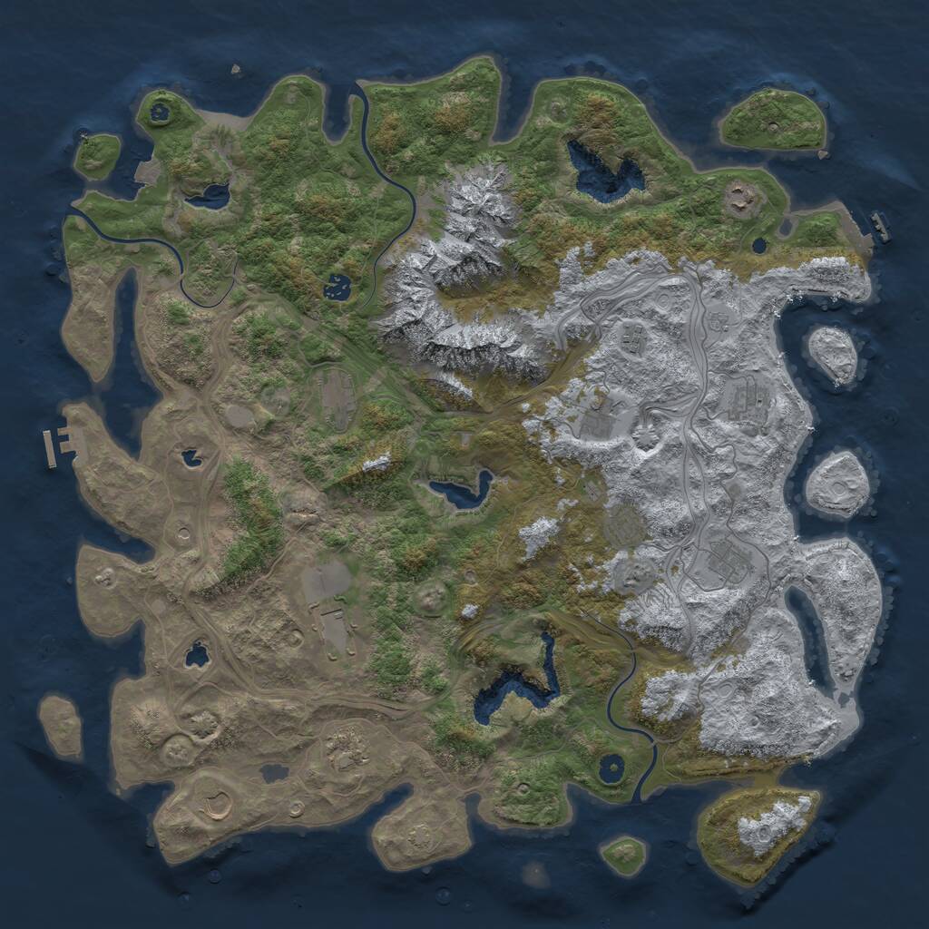 Rust Map: Procedural Map, Size: 5000, Seed: 570707814, 17 Monuments