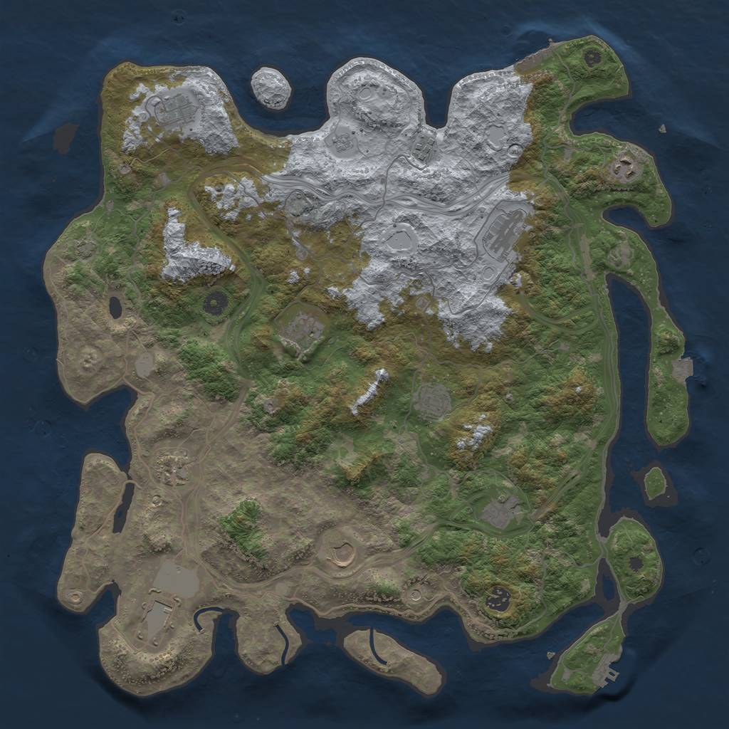 Rust Map: Procedural Map, Size: 4500, Seed: 10656876, 19 Monuments
