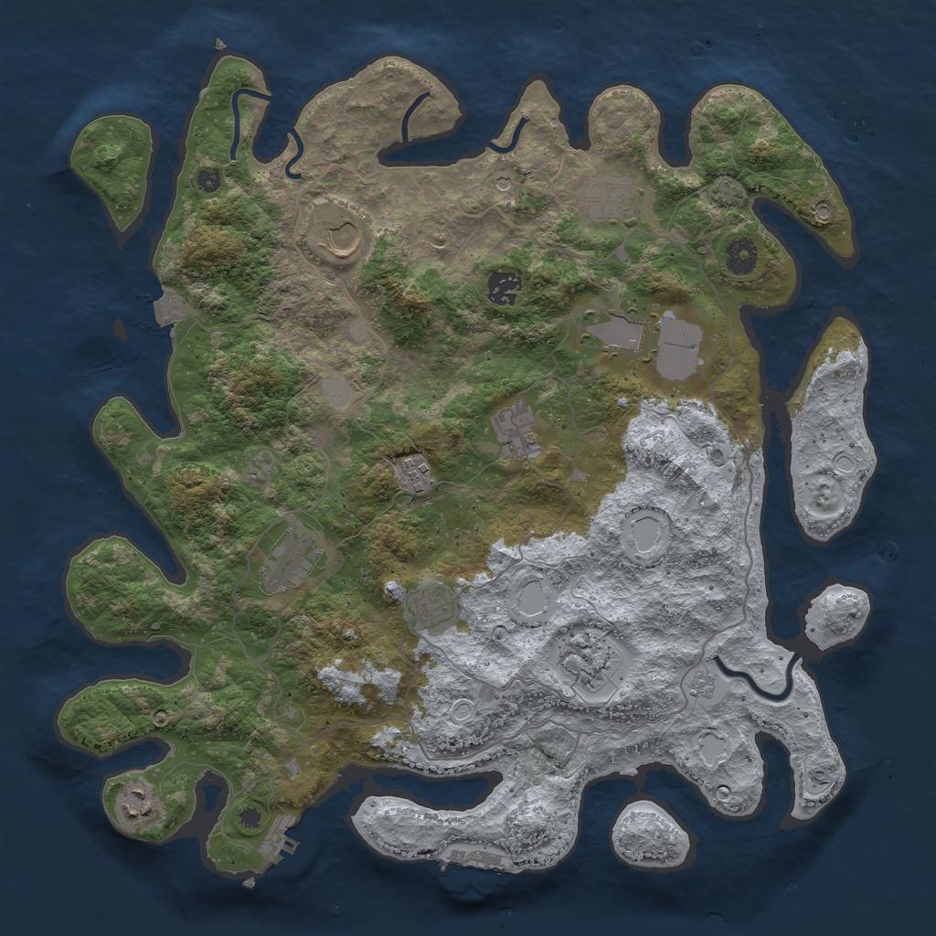 Rust Map: Procedural Map, Size: 4000, Seed: 1925604669, 18 Monuments